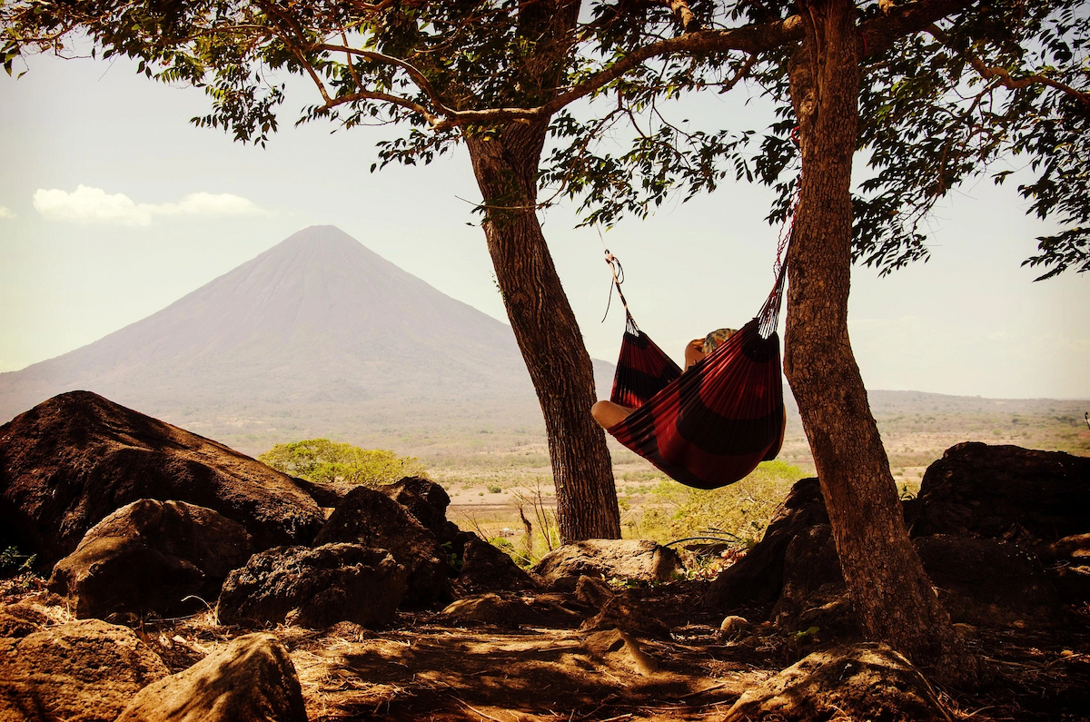 Man relaxing in a hammock